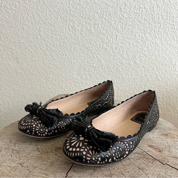 Dior Shoes - Dior Black Leather Bow Ballet Flats